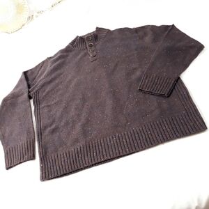 Johnston & Murphy Brown Button-Up Sweater Wool Blend Sweater Size Large